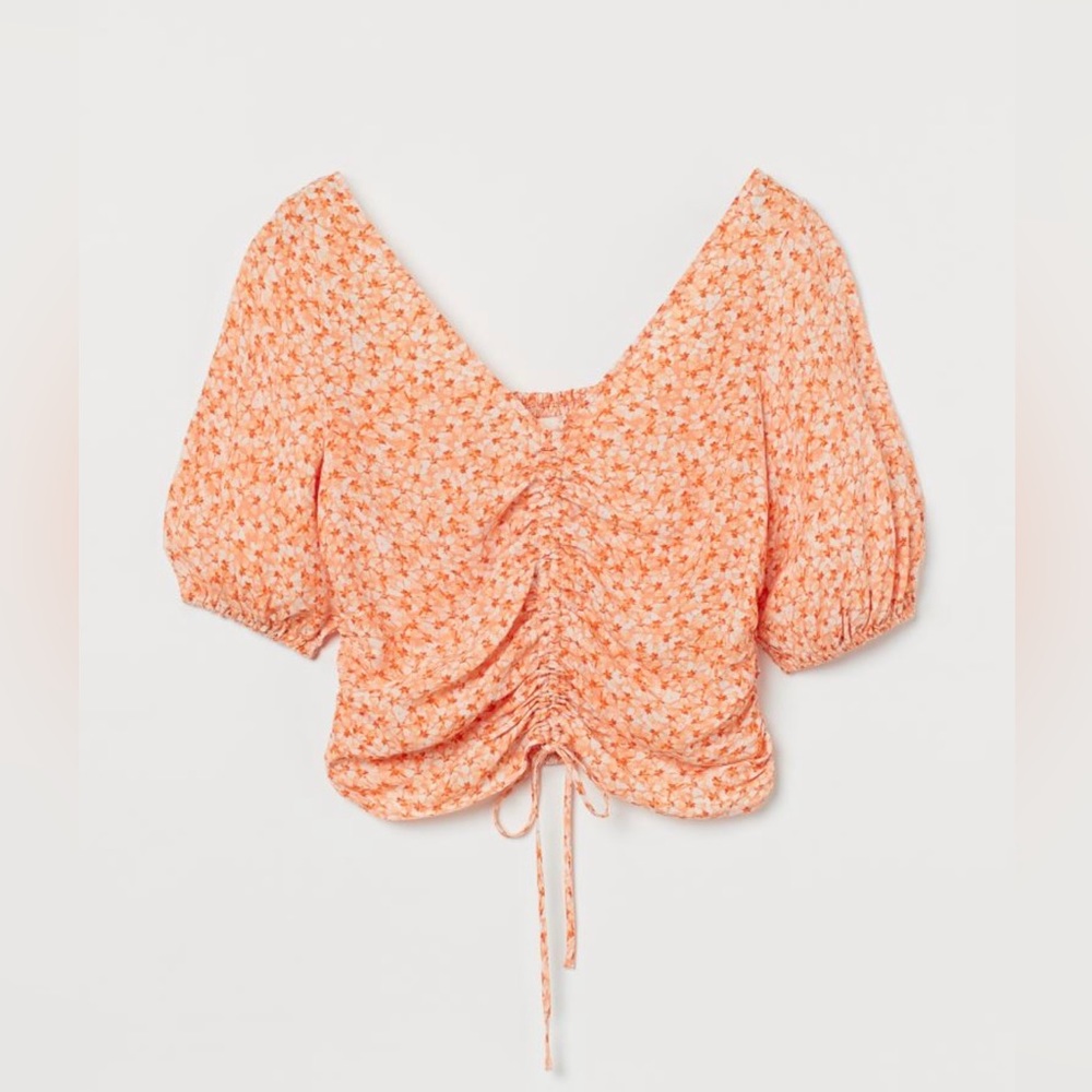H&M Draped Blouse Orange and Pink - size Large